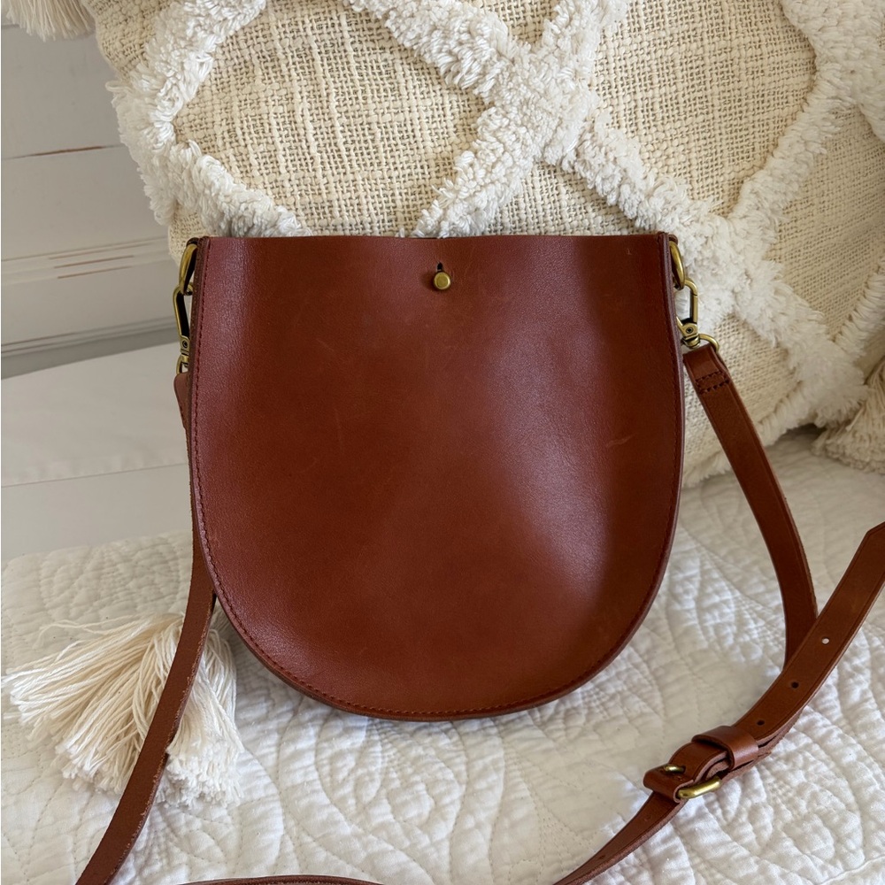 Madewell Chestnut Brown Leather Crossbody Saddle Bag